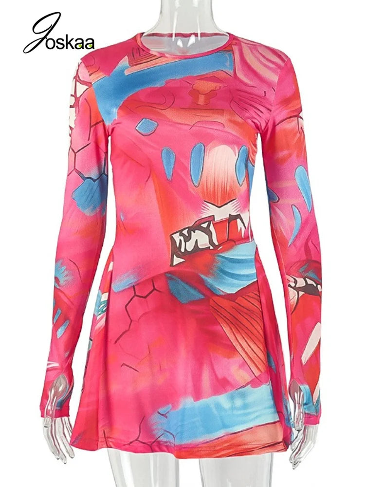 Wholesale Women's Long Sleeve Bodycon Mini Dress Colorful – Back View