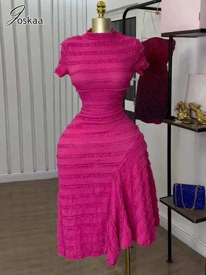 Women's Short Sleeve Half High Collar Dress – Women's Fashion Wholesale – Front View