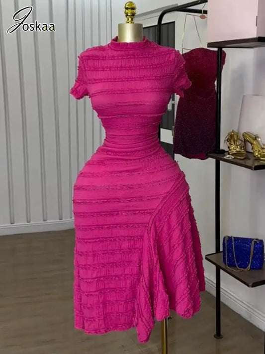 Women's Short Sleeve Half High Collar Dress – Women's Fashion Wholesale – Front View
