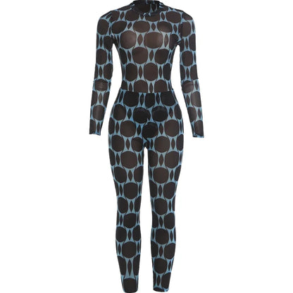 Women's Mesh Long Sleeve Bodycon High Waist Two Piece Set - Additional View 7