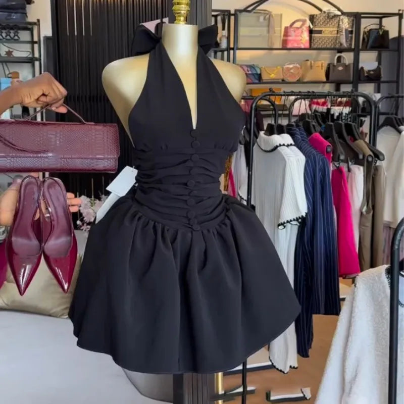 Women's Backless Halter Bodycon Mini Dress