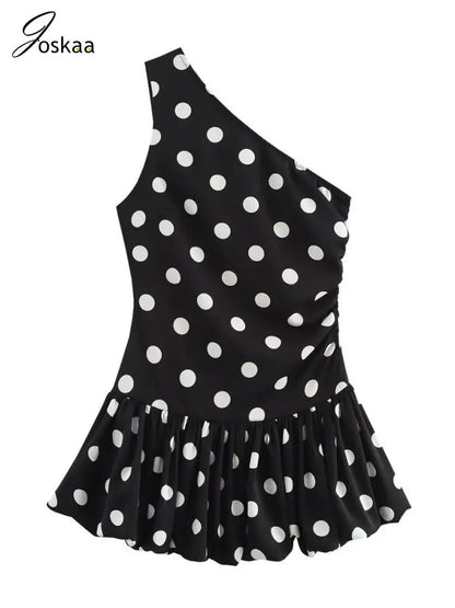 Women's Polka Dot Sleeveless Bodycon Mini Dress As Picture – Detail View