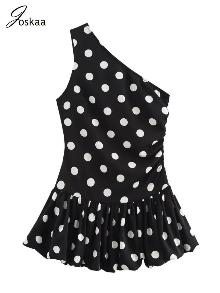 Women's Polka Dot Sleeveless Bodycon Mini Dress As Picture – Detail View