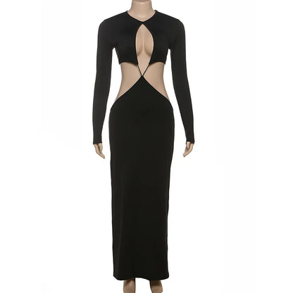 Wholesale Women's Cutout Long Sleeve Maxi Dress