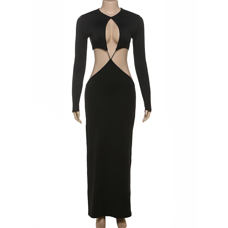 Wholesale Women's Cutout Long Sleeve Maxi Dress