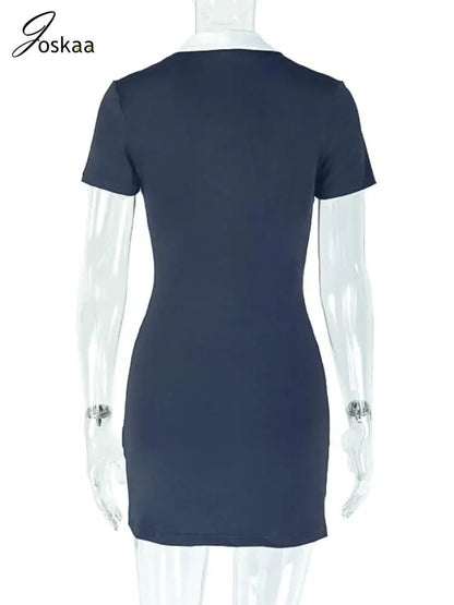 Wholesale Women's Short Sleeve Bodycon Mini Dress Black And White – Detail View