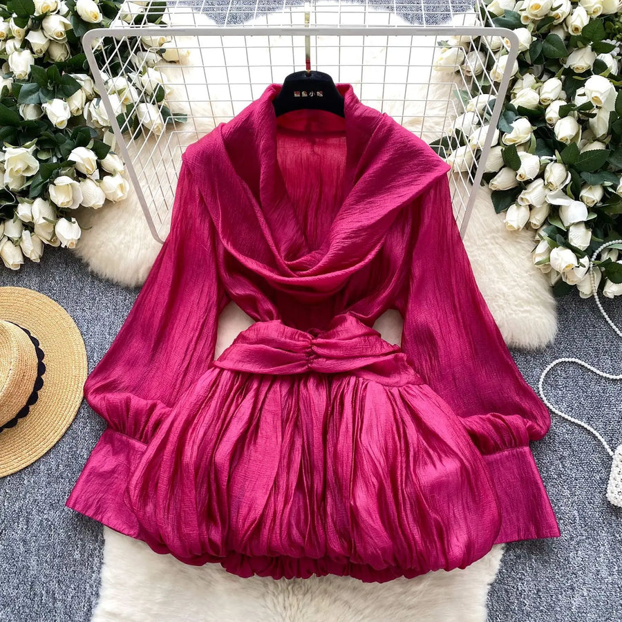 Women's Halter Long Sleeve High Waist Mini Dress