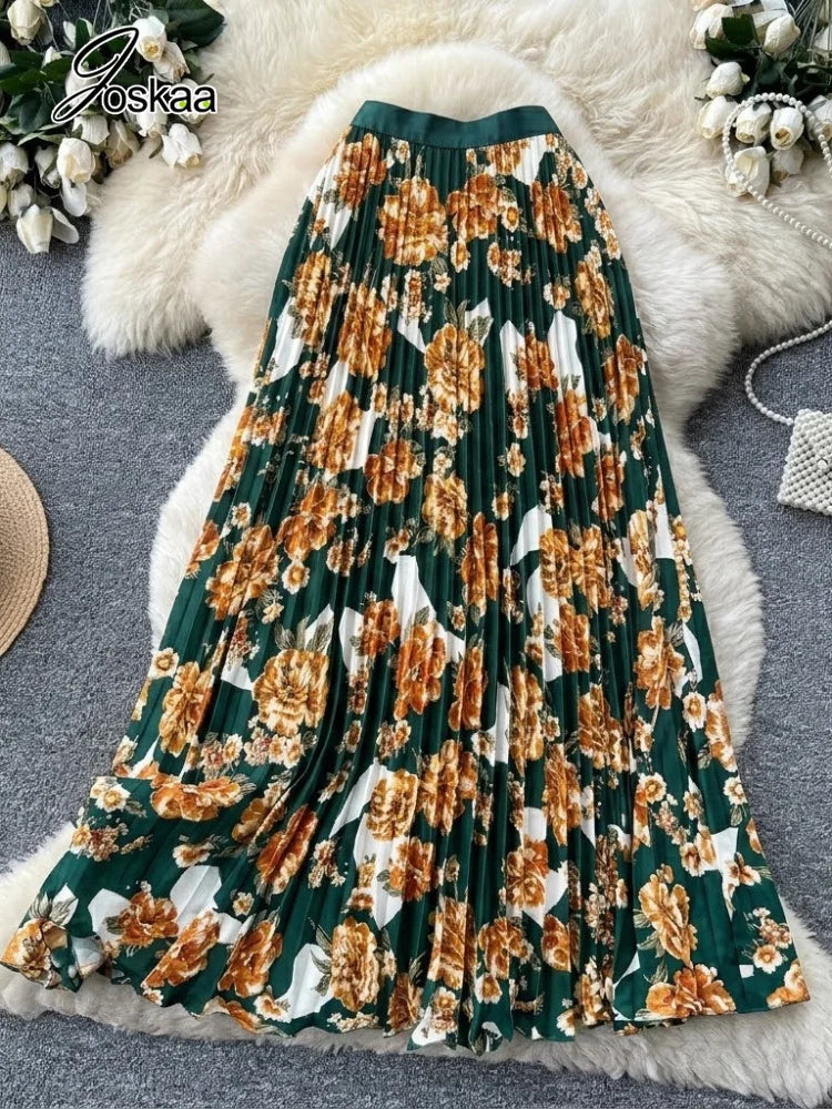 Women's Floral Print High Waist Maxi Dress - Back View