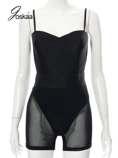 Wholesale Women's Mesh Sleeveless Two Piece Set brown – Back View