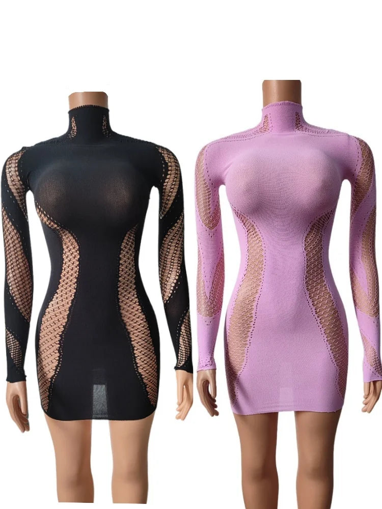 Joskaa Ribbed Knit Long Sleeve Bodycon Mini Dress - mini dress image 2