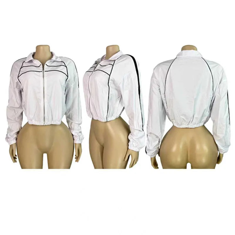 Wholesale Women's Stripe Long Sleeve Zip Jacket