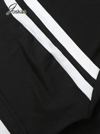 Women's Striped Long Sleeve Bodycon Two Piece Set - Model Wearing Style