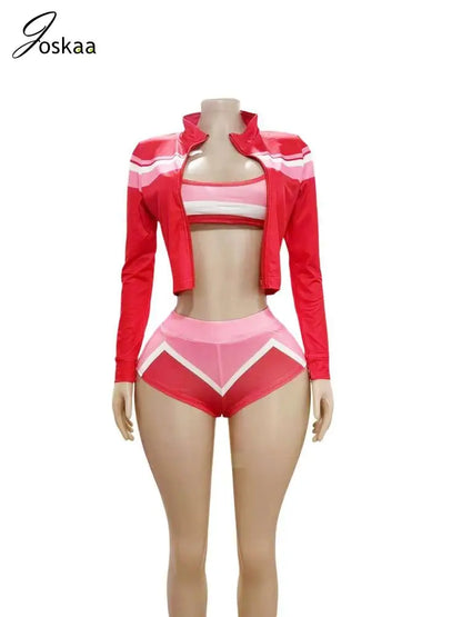 Women's Long Sleeve Bodycon Two Piece Set Red – Detail View
