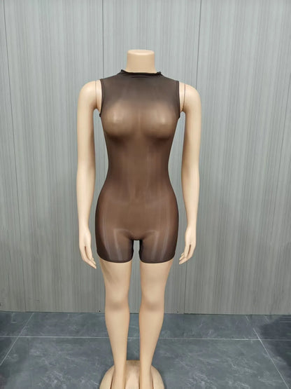 Women's Sleeveless Bodycon Coquette Round Neck Romper