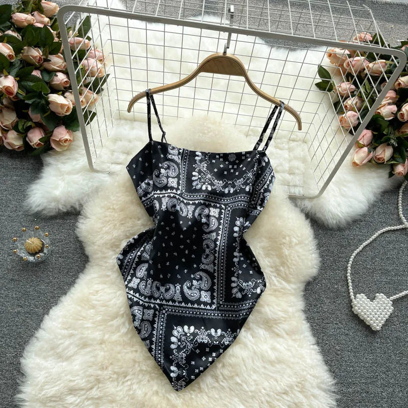 Wholesale Women's Backless Irregular Print Dress