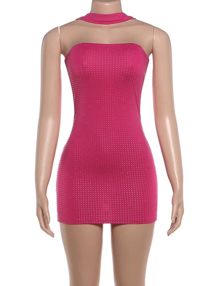 Women's Sequin Backless Halter Mini Dress
