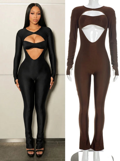 Women's Cutout Strapless Zip Up Long Sleeve Romper - Additional View 8
