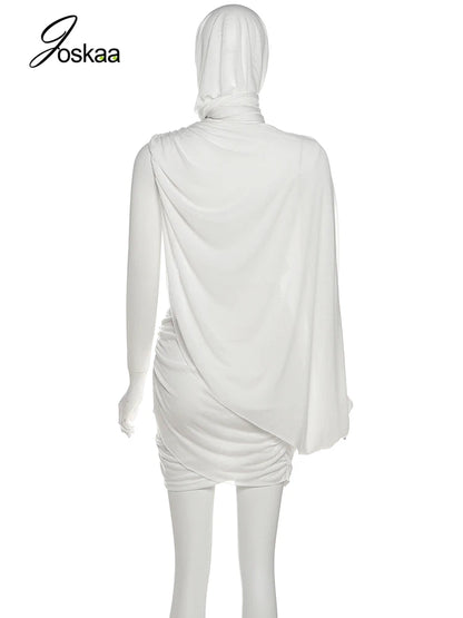Women's Ruched Mini Scarf and One Two Piece Set White – Detail View