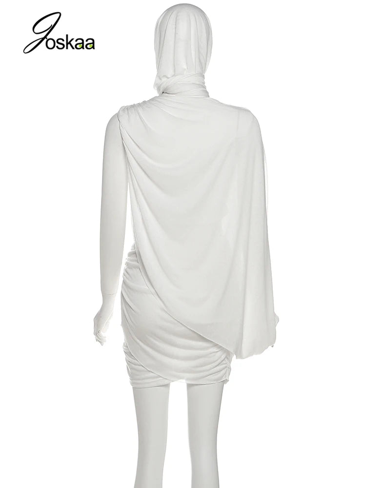 Women's Ruched Mini Scarf and One Two Piece Set White – Detail View