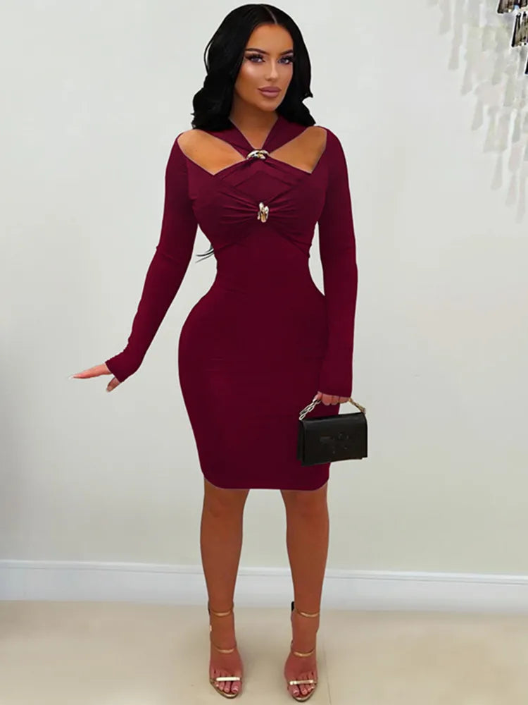 Women's Cutout Long Sleeve Bodycon Dress