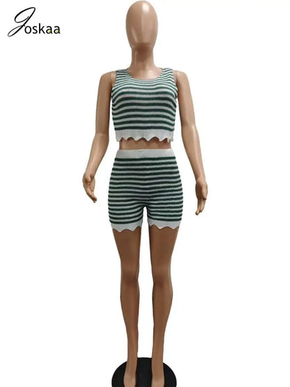 Women's Stripe Knit Ribbed Two Piece Set Pink – Detail View