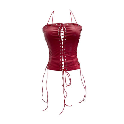 Women's Faux Leather Crop Mini Two Piece Set