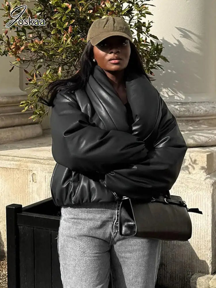 Women's Faux Leather Long Sleeve Crop Jacket – Women's Fashion Wholesale – Front View