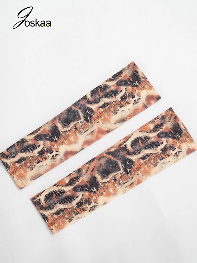 Women's Snake Print Strapless High Waist Two Piece Set - Detail View 5