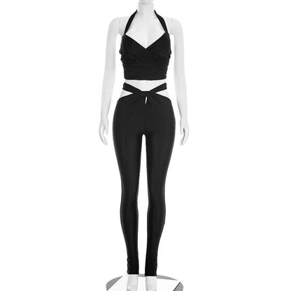 Joskaa Backless Halter Crop Two Piece Set - two piece set image 6