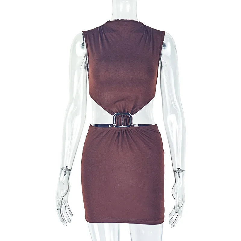 Women's Backless Cutout Sleeveless Mini Dress