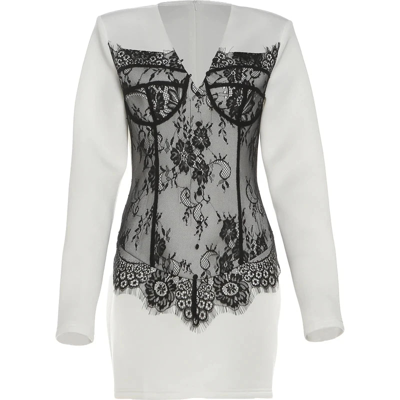 Joskaa Lace Long Sleeve Bodycon Dress - bodycon dress image 5