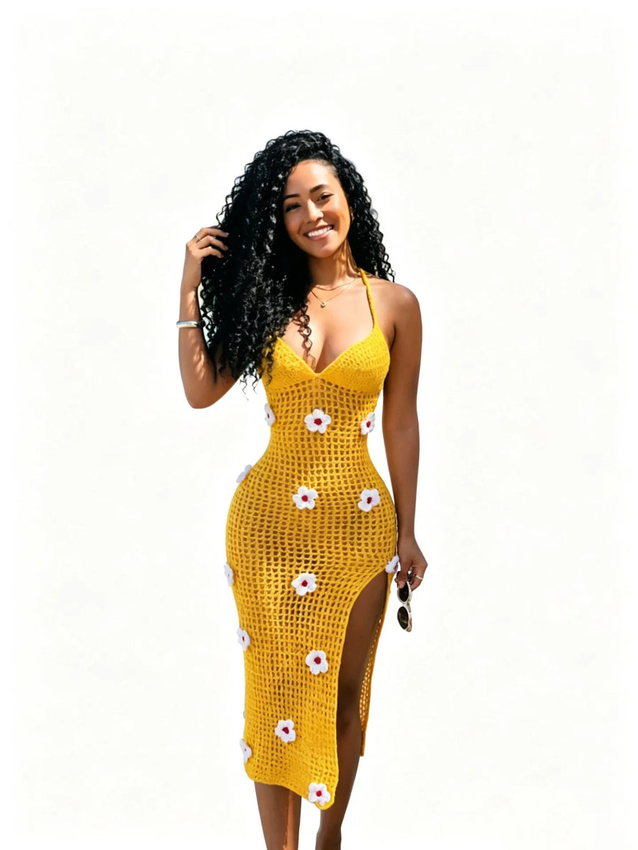 Women's Knit Backless Cutout Ribbed Maxi Dress