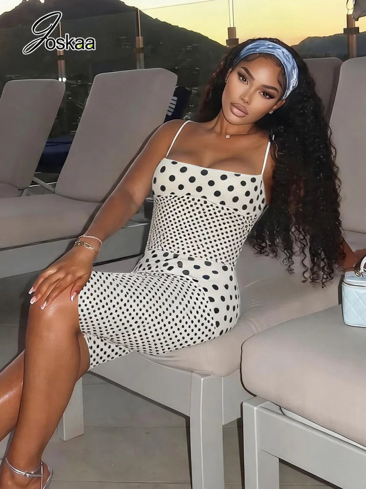 Women's Polka Dot Crop High Waist Two Piece Set White – Front View