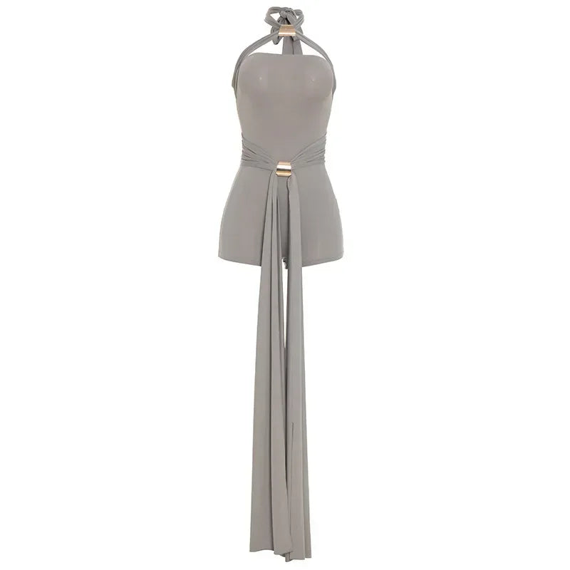 Women's Backless Halter Sleeveless Bodycon Romper - Additional View 7