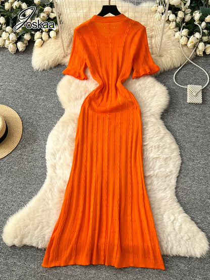 Women's Knit Short Sleeve Bodycon Maxi Dress Khaki – Detail View