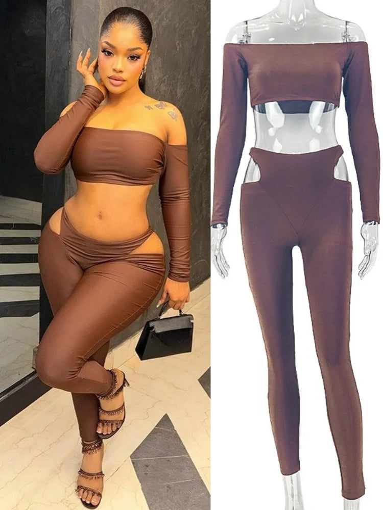 Women's Cutout Long Sleeve Bodycon Two Piece Set - Additional View 8