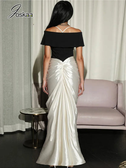 Women's Ruched Off-shoulder Elegant Color Bodycon Dress White – Side View