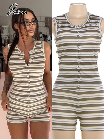 Women's Striped Two Piece Set - Women's Fashion Wholesale - Front View