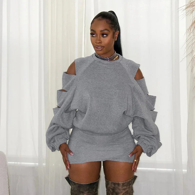 Women's Cutout Long Sleeve Two Piece Set
