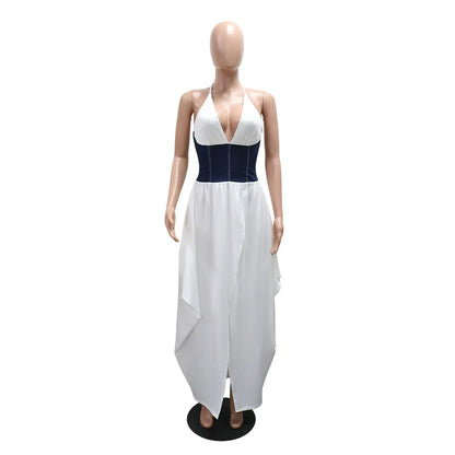 Women's Backless Halter Bodycon Maxi Dress