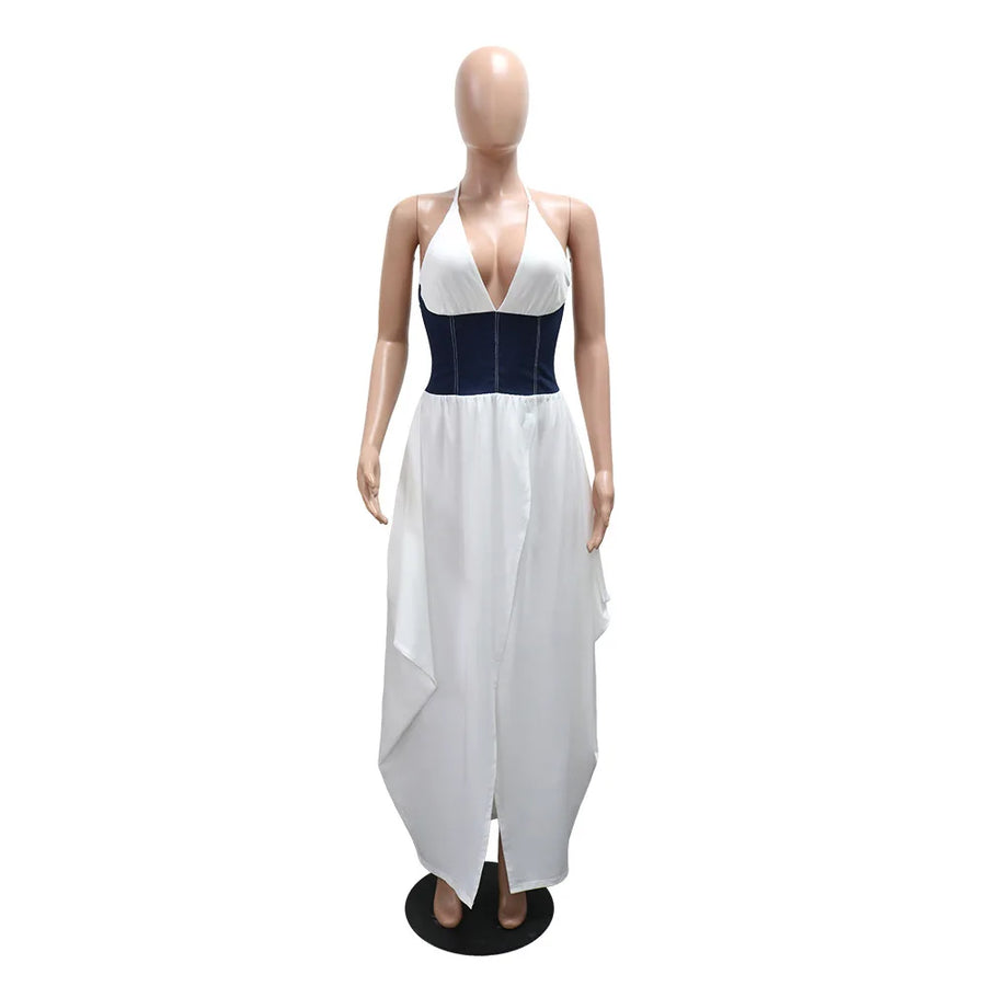 Women's Backless Halter Bodycon Maxi Dress