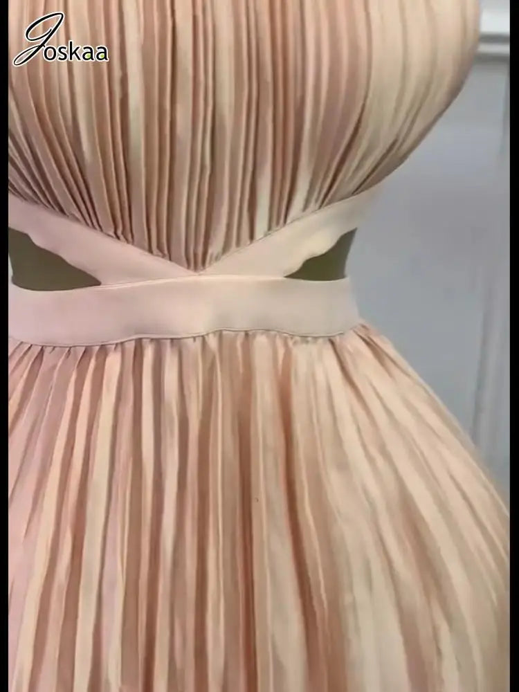 Women's Backless Cutout Halter Maxi Dress Pink – Back View