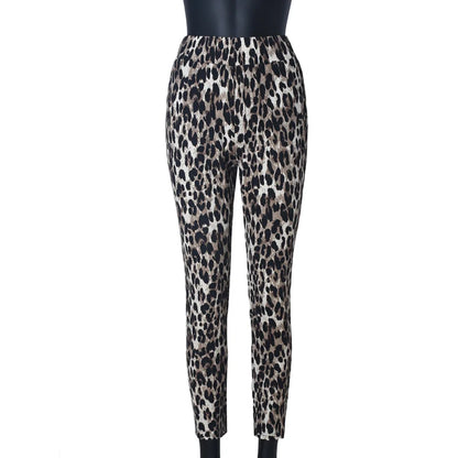 Wholesale Women's Leopard Print High Waist Pants