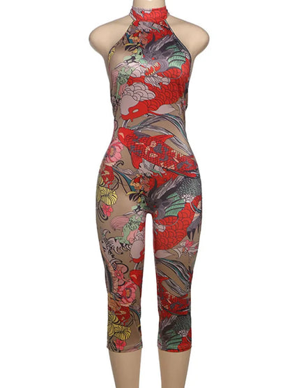 Wholesale Women's Backless Halter Bodycon Romper