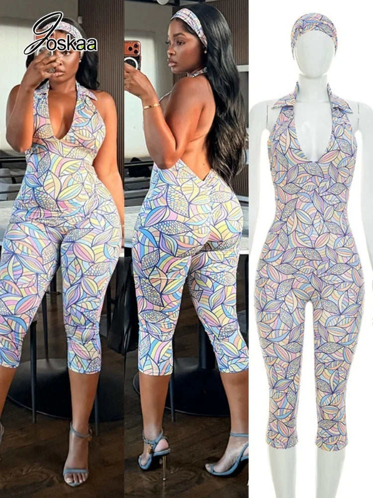 Women's Backless Halter Sleeveless Romper – Women's Fashion Wholesale – Front View
