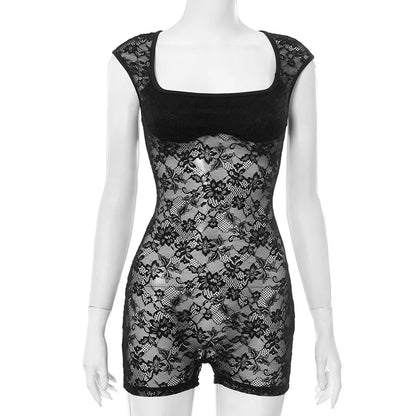 Wholesale Women's Lace Sleeveless Bodycon Romper