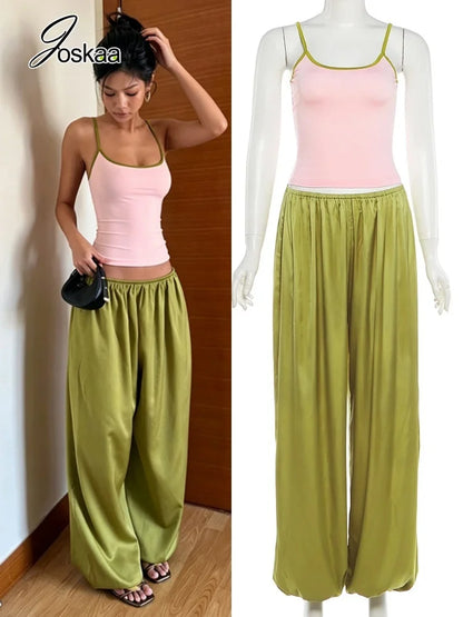 Women's Backless Crop Color Blocking Low-neck Two Piece Set – Women's Fashion Wholesale – Front View