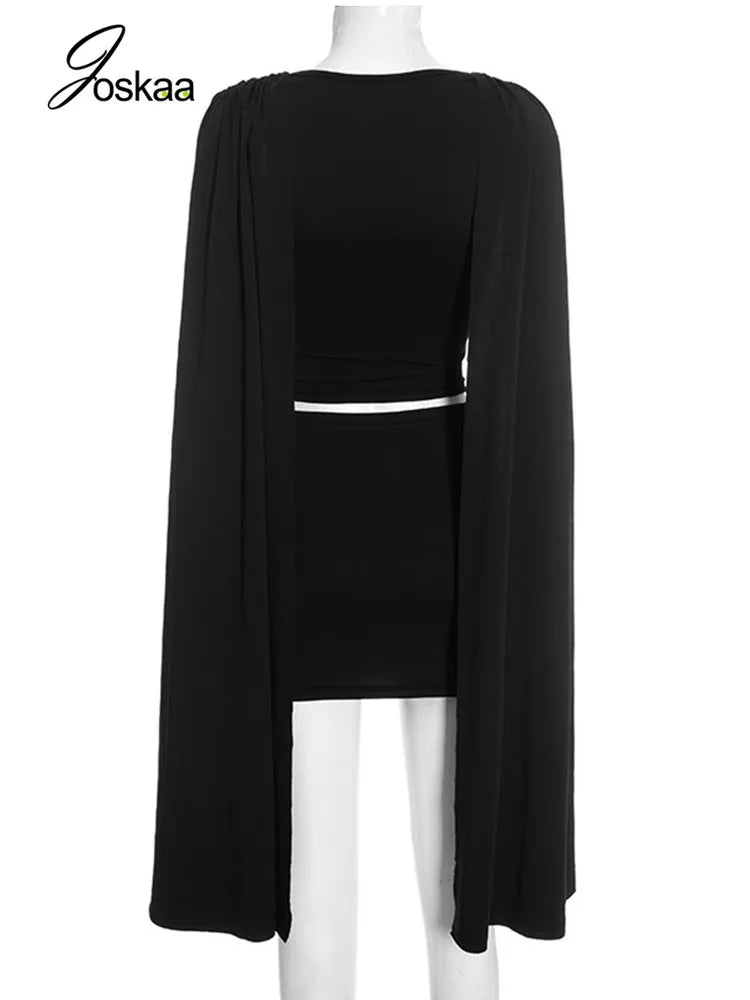 Women's Ruched Mini Elegant Ribbon Tank Two Piece Set Black – Detail View