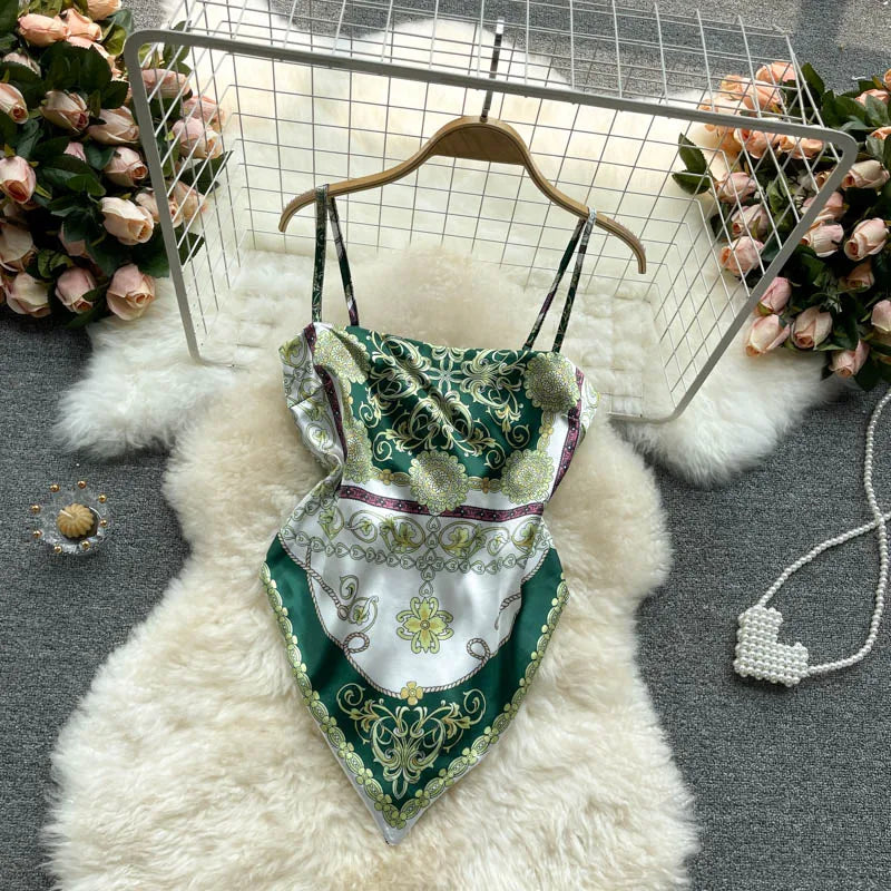 Wholesale Women's Backless Irregular Print Dress