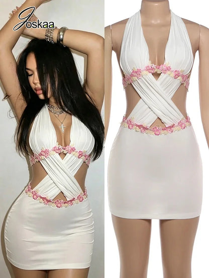 Women's Floral Print Backless Cutout Mini Dress – Women's Fashion Wholesale – Front View